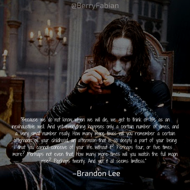 BerryFabian's tweet photo. Brandon Lee on finiteness. #TheCrow #film #RapidFire #ShowdowninLittleTokyo #Finiteness #philosophy #Goth http://t.co/G5ubY7WqBQ