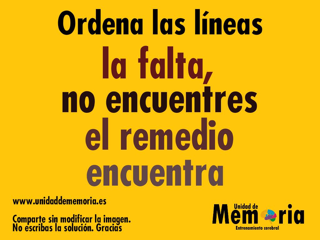 asociacion afavida (@afavida) on Twitter photo "<a href="/UnidaddeMemoria/">Unidad de Memoria</a>: Ordena las líneas para saber el consejo. #entrenamientocerebral #estimulacioncognitiva " "<a href="/UnidaddeMemoria/">Unidad de Memoria</a>: Ordena las líneas para saber el consejo. #entrenamientocerebral #estimulacioncognitiva "
