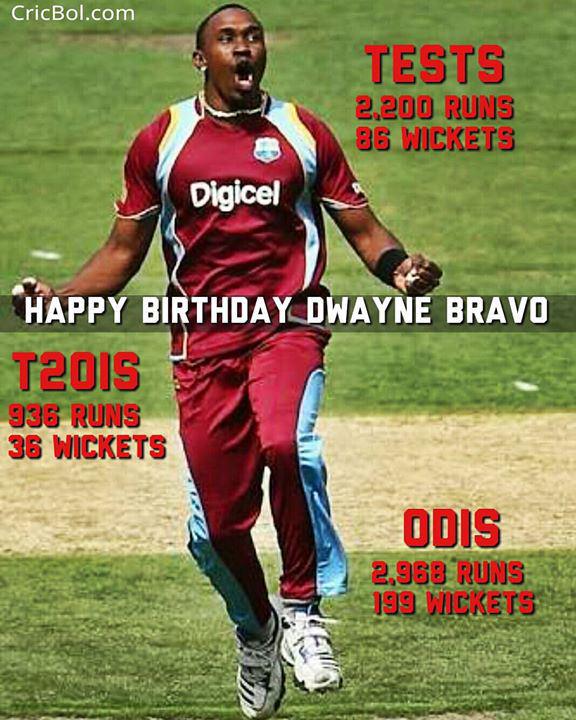 Happy Birthday to West Indies charismatic all-rounder, Dwayne Bravo!  