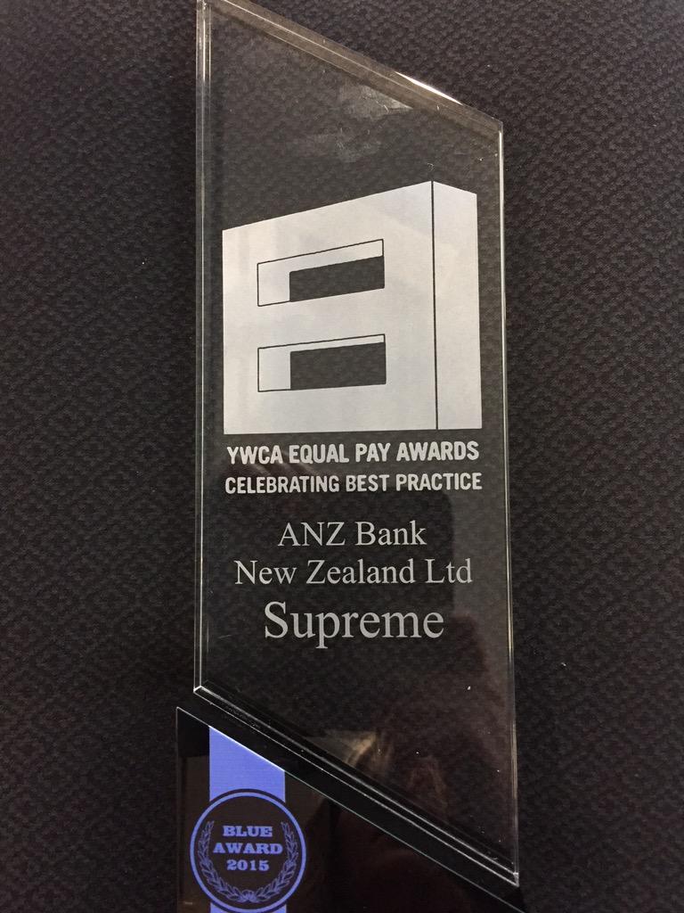 ANZ - winners of the YWCA Supreme Trophy for Equal Pay <a href="/FelicityJEvans/">Felicity Evans</a> <a href="/ANZ_NZ/">ANZ NZ</a> #inspiringwomen #equalfuture