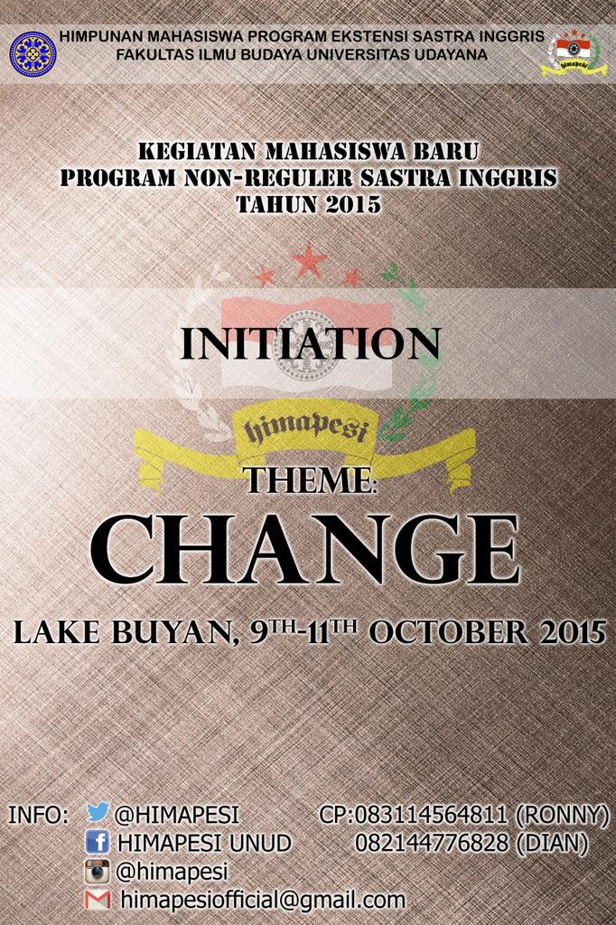 'CHANGE' Initiation 2 days to go!!