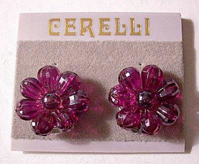 Purple Flower Clip On Earrings Silver Tone Vintage Lar… etsy.me/1uVVno6 #monetoldjewelry #LargeFlowerEarring