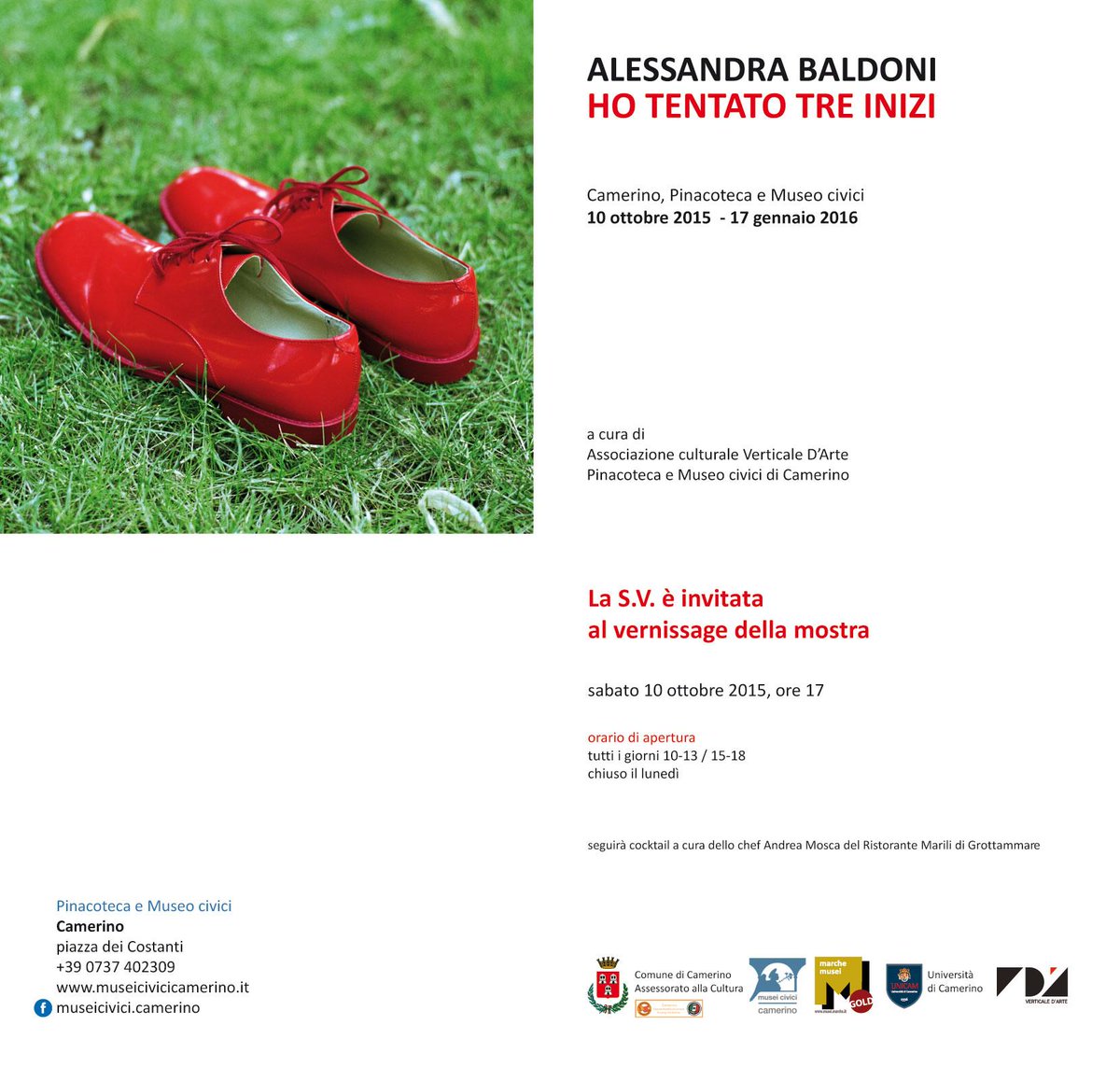 VerticaledArte's tweet photo. Sabato 10 ottobre ore 17.00 Musei Civici di Camerino apre la mostra Alessandra Baldoni. Ho tentato tre inizi http://t.co/fw5D1sft3W