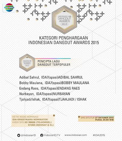 Indosiar's tweet photo. Berikan dukungan kamu kepada pencipta lagu dangdut di #IDA2015 http://t.co/kKZTaAeXdl