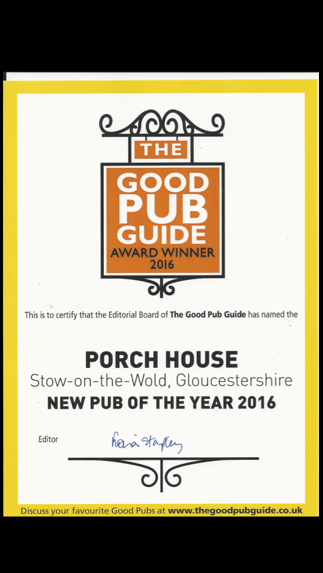 ThePorchHouse's tweet photo. Some reasons to come &amp; celebrate with us on this Saturday night
1 - New Pub of the Year 2015/16 with Good Pub Guide http://t.co/PLwTIA6yg9