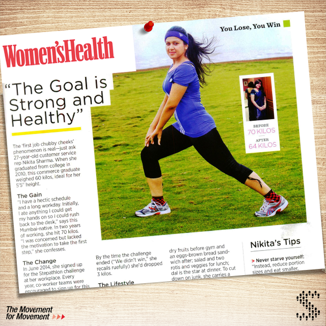 Stepathlon's tweet photo. She lost weight & won a healthy lifestyle! @womenshealthInd talks about #Stepathlete Nikita Sharma's Stepathlon story http://t.co/LbozrmoHjf