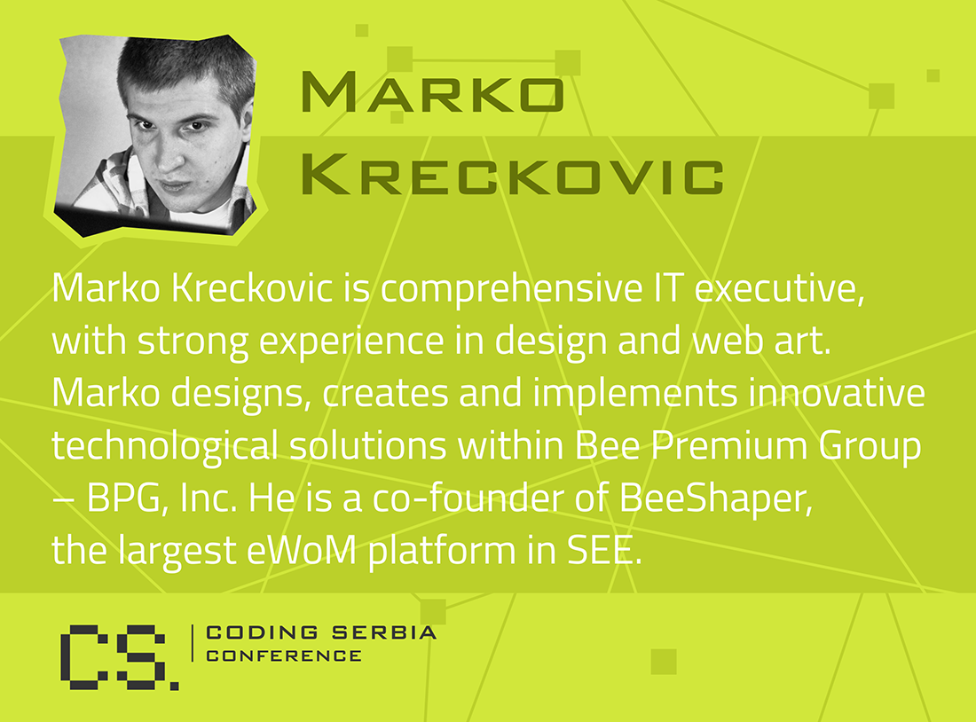 CodingSerbia's tweet photo. .@MKreckovic designs, creates and implements innovative technological solutions in @BeePremiumGroup http://t.co/0VDTldOtLr