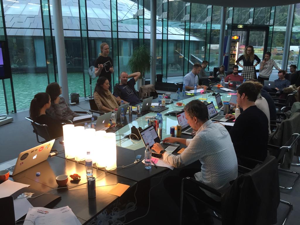 mountkelvincom's tweet image. redbull marketeers and @raimohanska fooling around with the Houm programming API