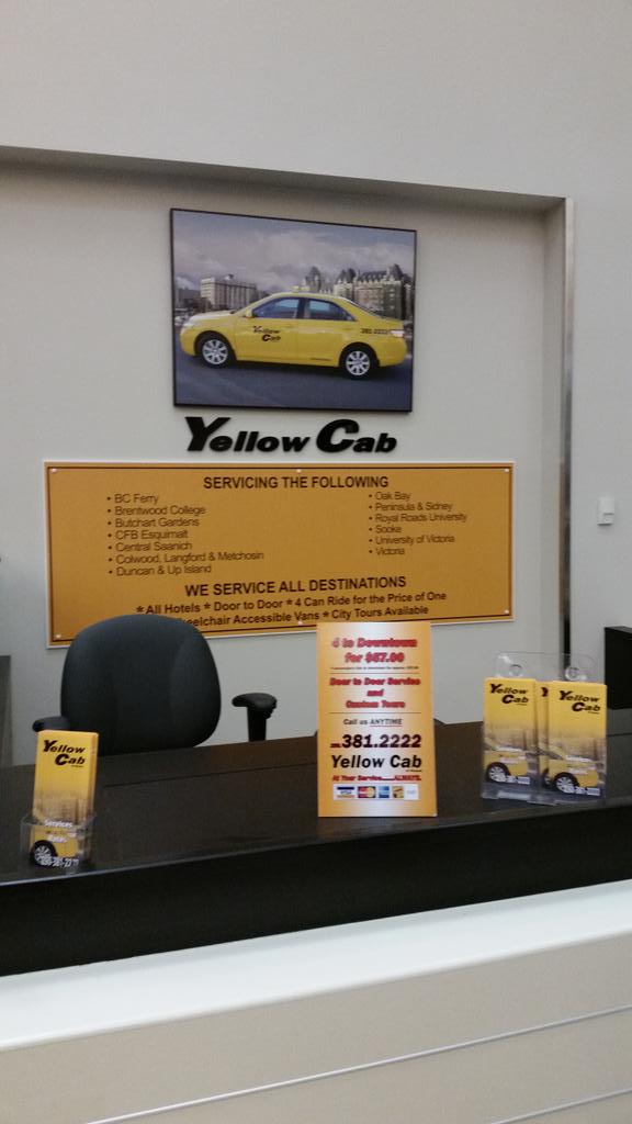 Yellow Cab.  Open 24/7 throughout the weekdays &amp; weekends.  Call 250-381-2222