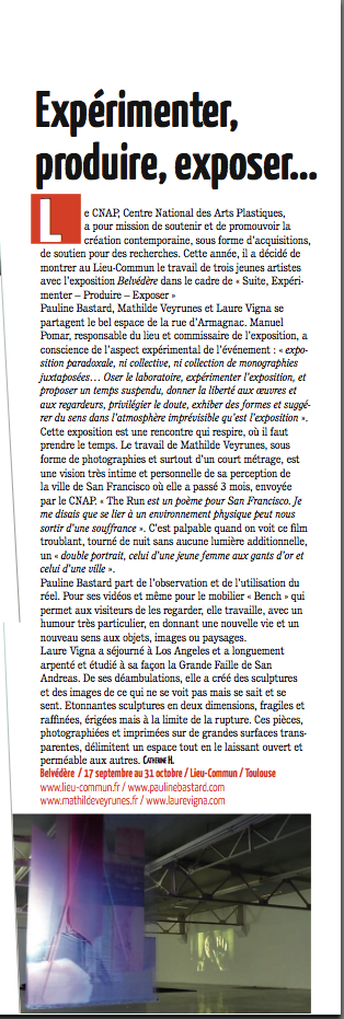 LCommun's tweet photo. Bel article ds #FlashLeMensuel d'octobre! L'expo BELVÉDÈRE, coprod @CNAPfr #ProgrammeSuite est visible @LCommun>31.10 http://t.co/G9twX31cmj