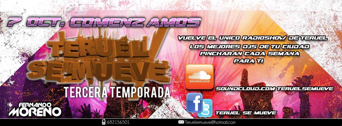 Esta noche a partir de las 22,00h comenzamos la Nueva Temporada <a href="/teruelsemueve/">Teruelsemueve</a> con <a href="/fmoreno_dj/">Fernando Moreno</a> #Teruel