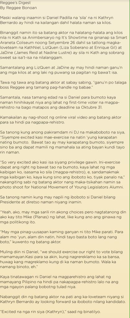 KaDsNuevaEcija's tweet photo. Very well said Bossing @imdanielpadilla 😎🙌🏼👍🏼 #PSYPaninindiganNiAngelo
#PushAwardsKathNiels http://t.co/9BUo7FPzbp