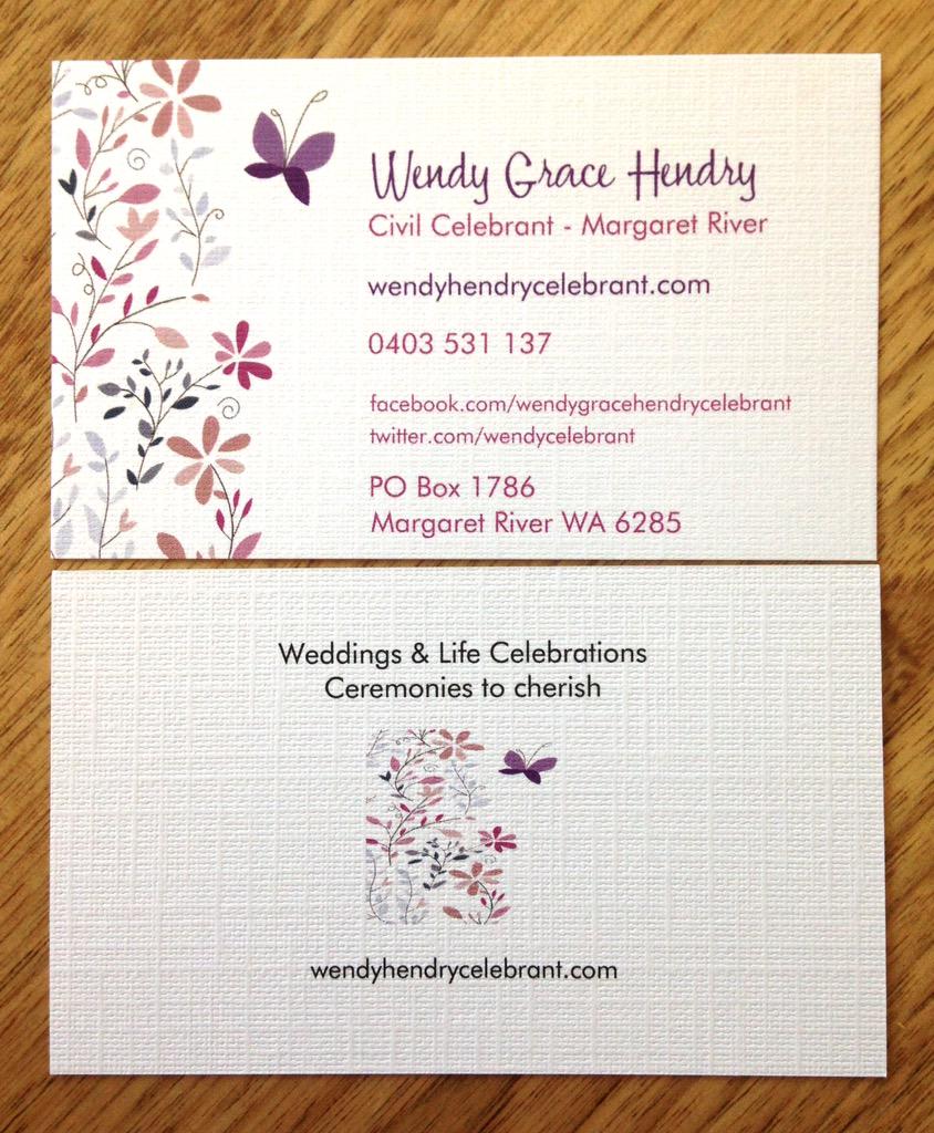 My new business cards arrived today! #celebrant #margaretriver #vistaprint #southwestweddings