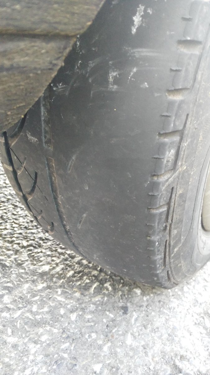 GardaTraffic's tweet photo. Tyre Safety - Roscommon 1 of 2 defective tyres found during 20min checkpoint. Both cars parked up until tyres changed http://t.co/hOJZlrnJ2x