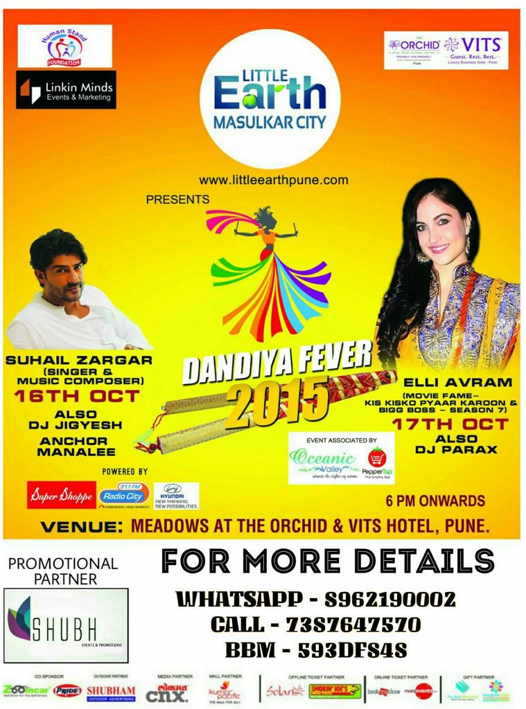 ShubhEventz's tweet photo. Dandiya Fever | 16 &amp; 17 oct | #Pune | #ElliEvram @ElliEvram @SuhailZargarFC @vitspune @ShubhEventz @Shubham_raj25 http://t.co/8Ss8oQIPui