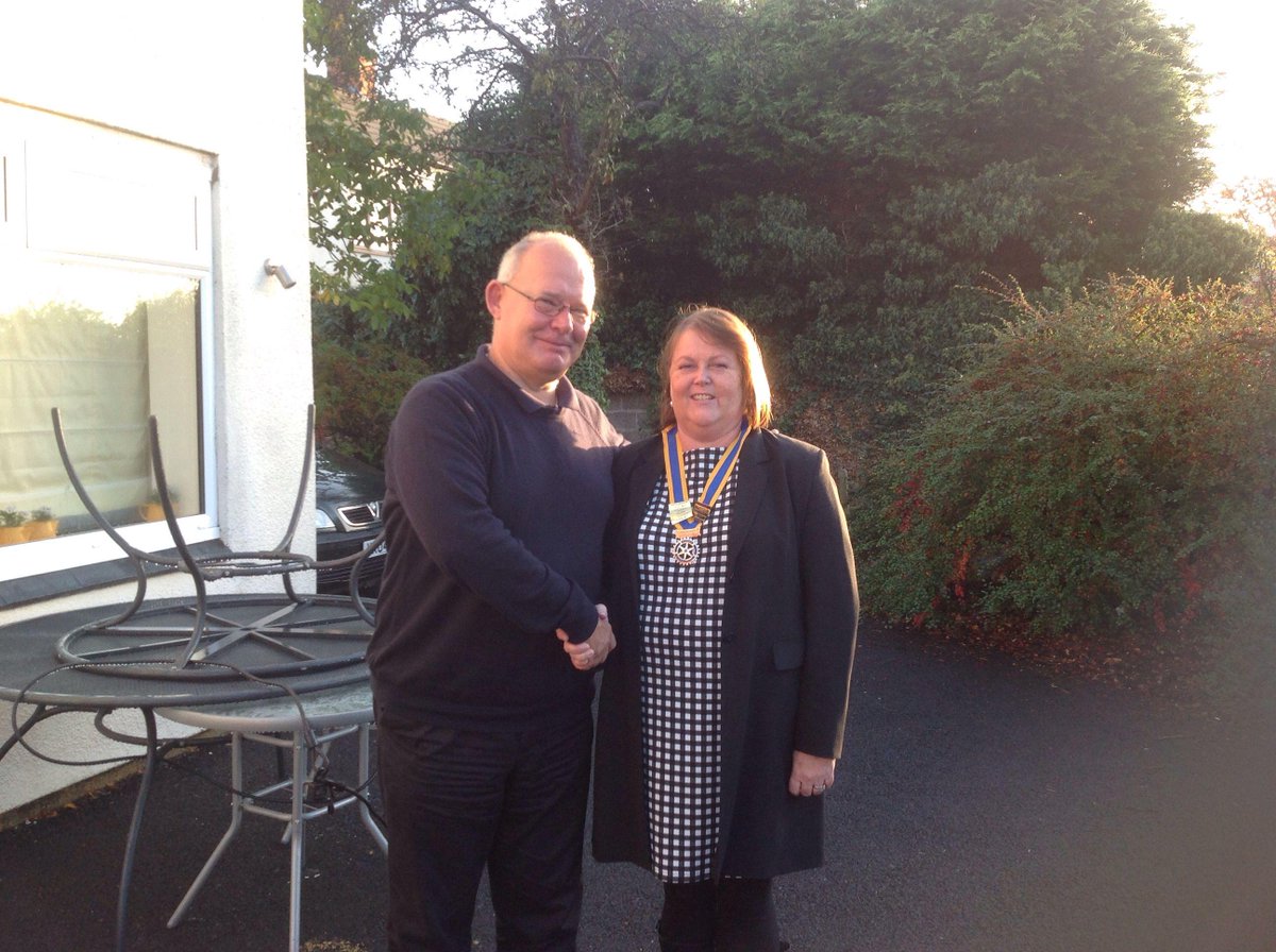 President Linda Jenkins  welcomes Tony Jowett as the newest member of <a href="/DawnbreakersRC/">Dawnbreakers Rotary</a>