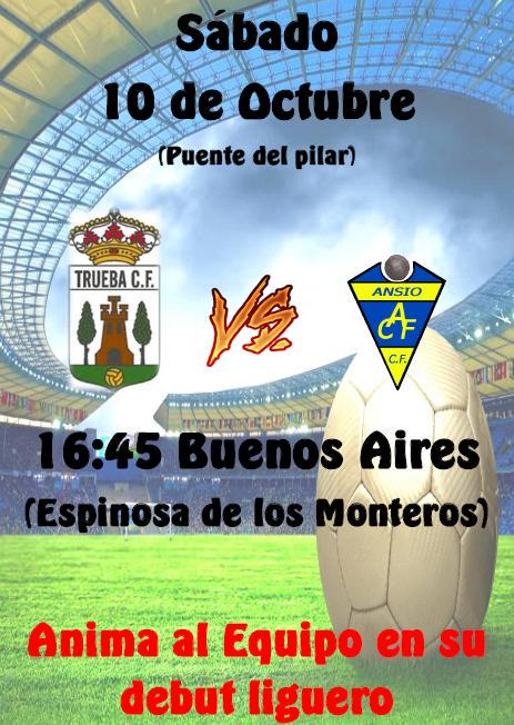 truebacf's tweet photo. Anima al Trueba en el debut liguero de la temporada frente al Ansio. Contamos contigo. Aupa Trueba http://t.co/WLbIRYBkIV