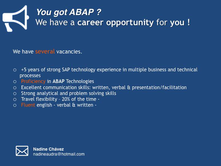 nadineaudra's tweet photo. We constantly have career opportunities for SAP consultants #sapjobs #sapconsultant #abapjobs http://t.co/qpYVQdDSWC