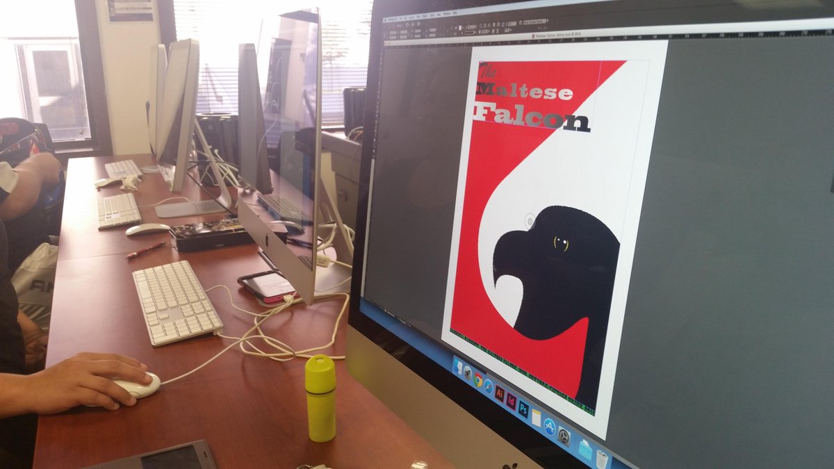 ProfessorOslynn's tweet photo. Students working, InDesign project, promotional design the common book, The Maltese Falcon! #eastfieldcollege #dcccd http://t.co/hVcpdTf4bC