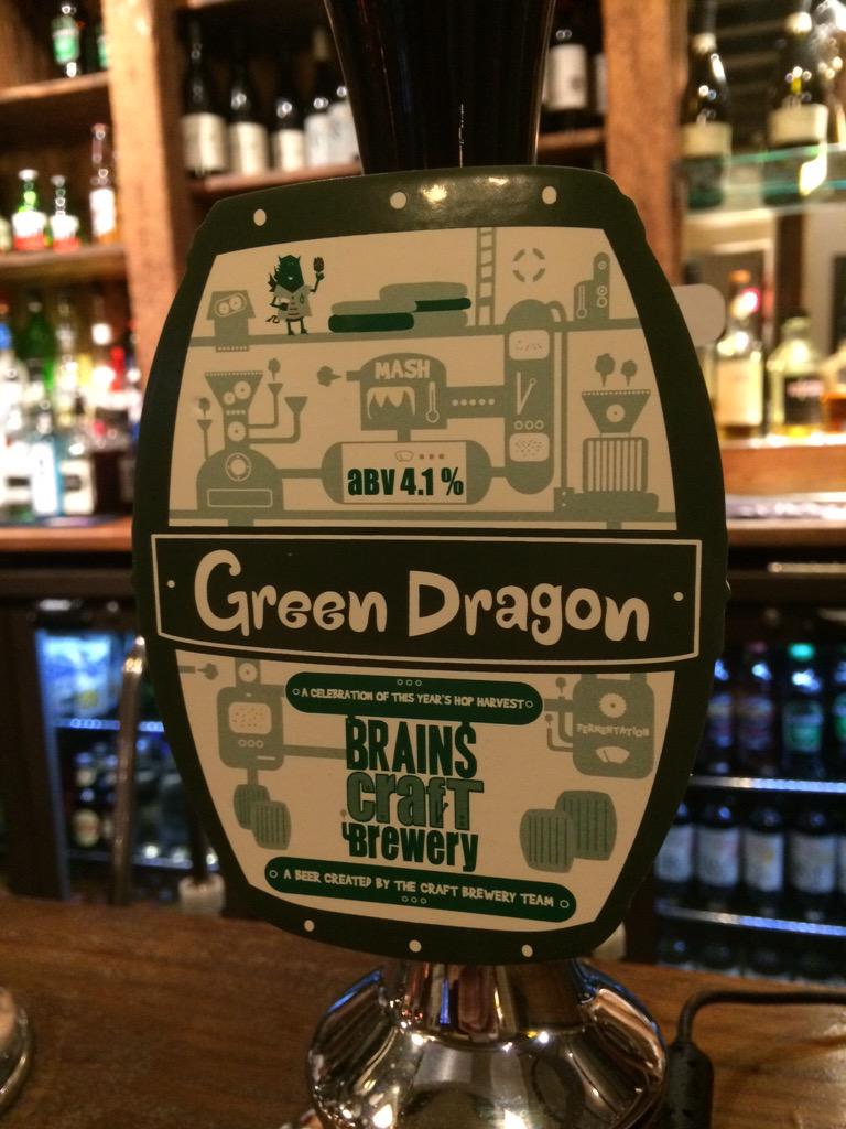 TyMawrCardiff's tweet photo. And the #GreenDragon is back on! Made with hops from our very own garden! #HowCoolIsThat! #cardiff #Ale http://t.co/6CcpxGMZRY