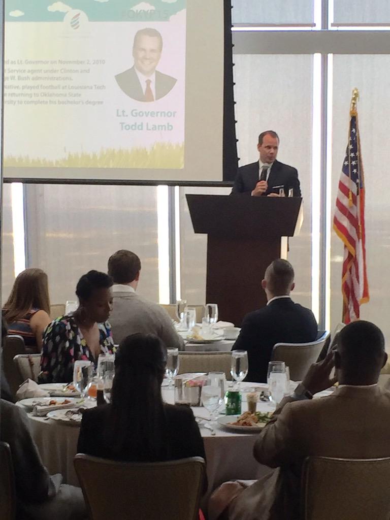 OKYPL's tweet image. .@LtGovToddLamb got the @OKYPConference underway! #BeatTexas #OKYPL