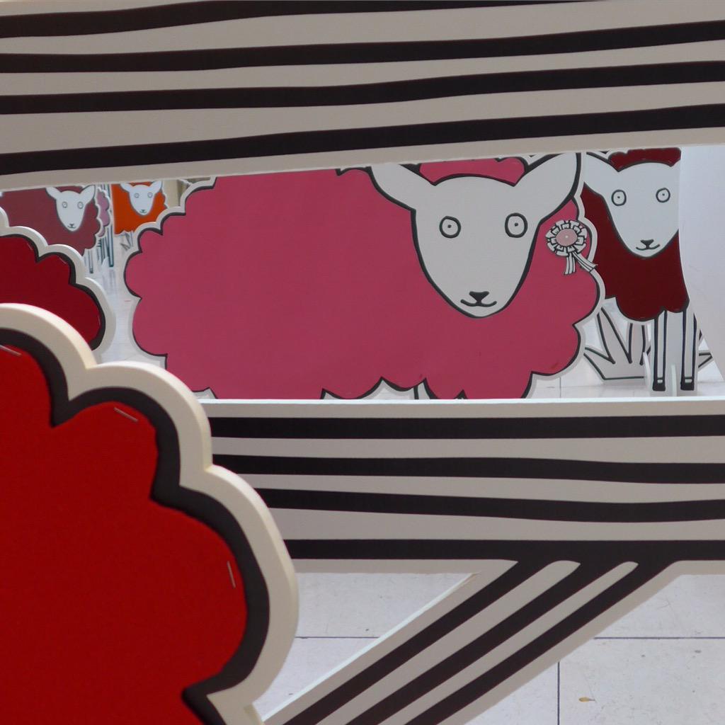 Karina_Garrick's tweet photo. Counting sheep installation #WoolWeek2015 @DesignCentreCH @Campaignforwool #onewool @BritishWool http://t.co/DhR767w0ns