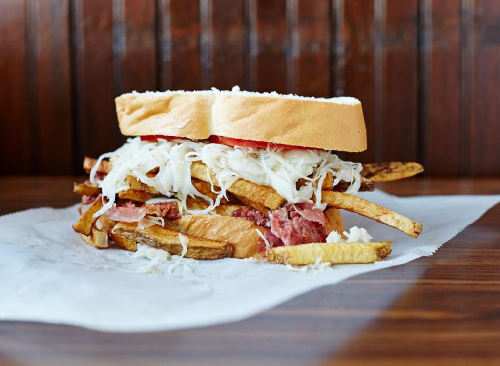 bonappetit's tweet photo. This sandwich stuffed with fries and more delicious foods await you in Pittsburgh http://t.co/NpKcP1GKob http://t.co/Vki1qstWyR