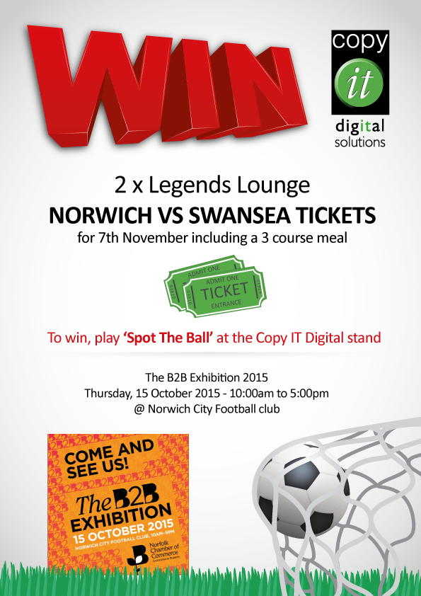 CopyITDigital's tweet photo. We will be off to #NorfolkB2B15 hosted by @norfolkchamber on the 15th! Chance to win football tickets + 3 course meal http://t.co/MFD2bhwtCV