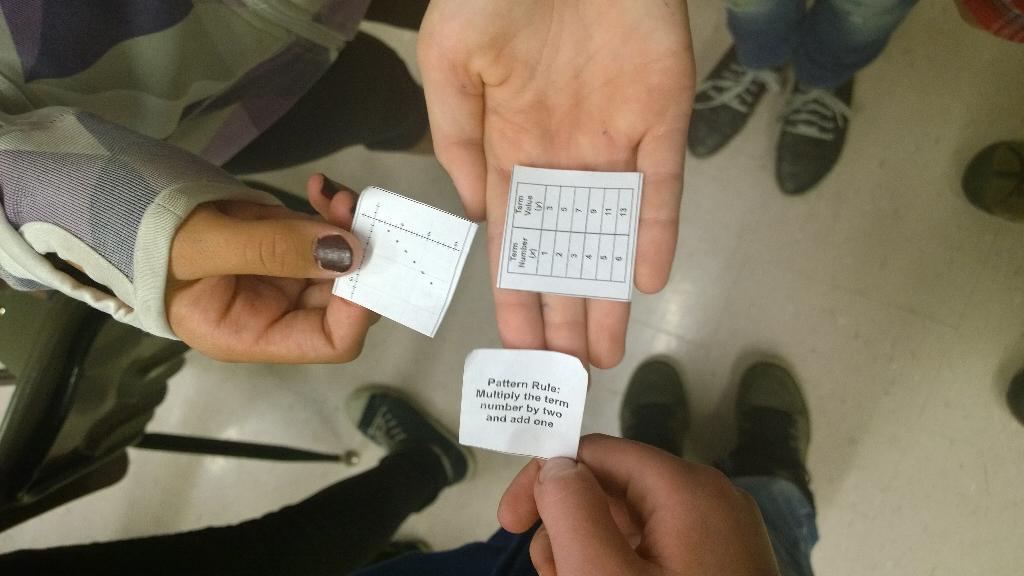 peteashe's tweet image. Pattern and Algebra jigsaw at PES. Find your pattern partners! Show patterns in diff ways #GEDSB #makingsenseofmath