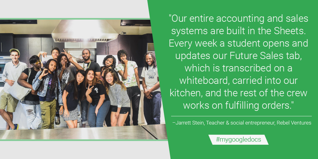 googledocs's tweet photo. Jarrett &amp; @ReBelBars use Google Docs &amp; Drive to power their healthy snack biz http://t.co/92ChNwELlM #mygoogledocs http://t.co/lr1HaD1eb4
