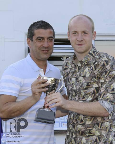 SamJamesCup's tweet photo. Bubble collects the Senior #SamJamesCup after scoring the winning goals for the Rayners Lane Vets http://t.co/PObWx3gDrl
