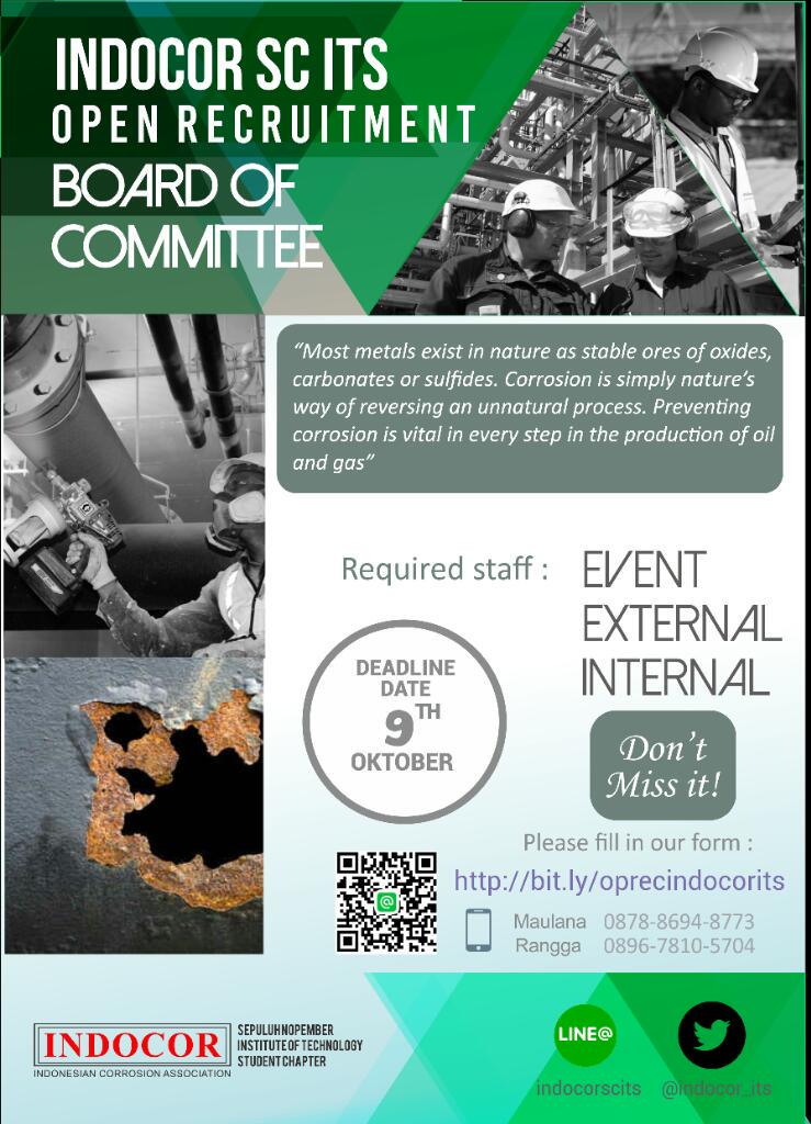indocoritssc's tweet photo. [H-2 Closing] 
OPEN RECRUITMENT for HEAD of Division and Staff of INDOCOR ITS SC. 
http://t.co/IREmLQ7dBp http://t.co/YPm6P38VOp
