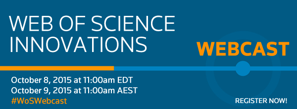 ClarivateAG's tweet photo. Join our live webcast to get the latest on all 2015 Web of Science innovations http://t.co/JcOLL7TL8m #WoSWebcast http://t.co/axDu2zlmp8