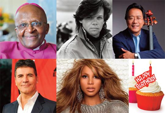 Happy Birthday to Desmond Tutu, John Mellencamp, Yo-Yo Ma, Simon Cowell & Toni Braxton! 