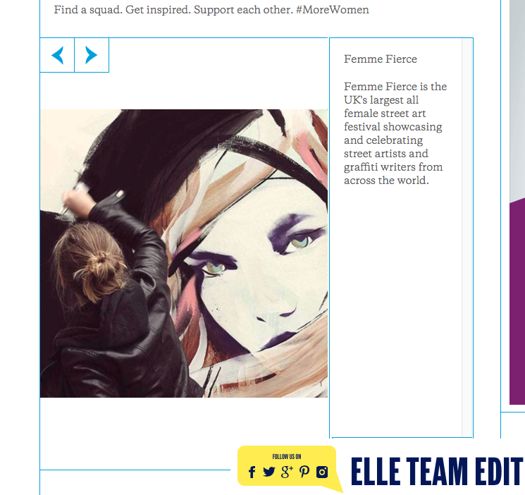 Great surprise to see myself painting on the <a href="/ELLEUK/">ELLEUK</a> website for #morewomen &amp; <a href="/FemmeFierceUK/">Femme Fierce</a> goo.gl/rAx0au