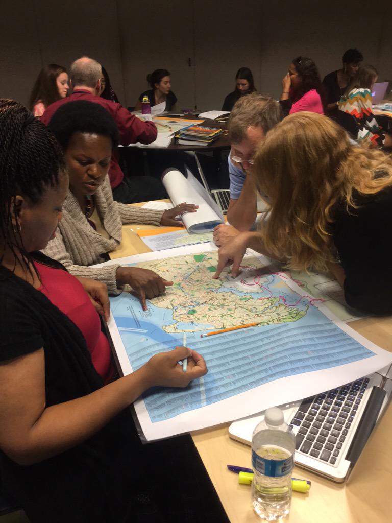 HCS_ScienceDept's tweet image. HCS 4th grade teachers finding their Watershed Address at a city wide Science PD! #hcsscience