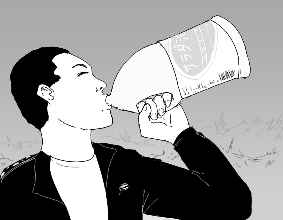 フライオイルを飲む軍畑先輩 