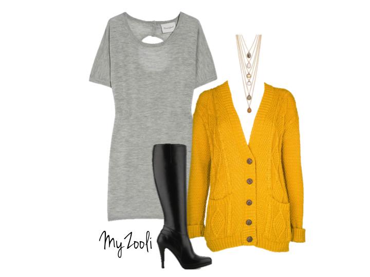 MyZooli's tweet photo. Our stylists suggest brightening up your t-shirt dress with a bright cardigan &amp; tall boots.  http://t.co/5aB5WEKCyU http://t.co/OLuVxynAtF