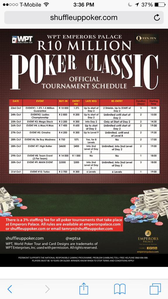 melanieweisner's tweet photo. Check out the schedule for my favorite tour stop of the year--WPT South Africa! @WPTSA http://t.co/t30MrPsYHo