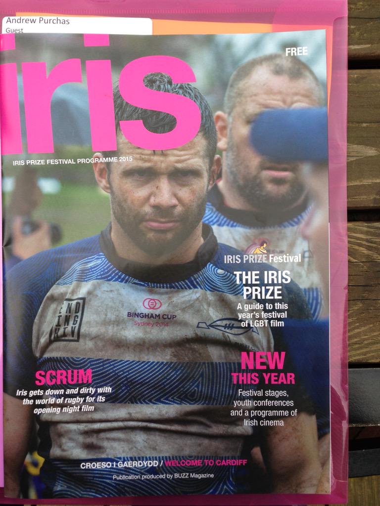 Iris Prize film festival cover. Go Scrum