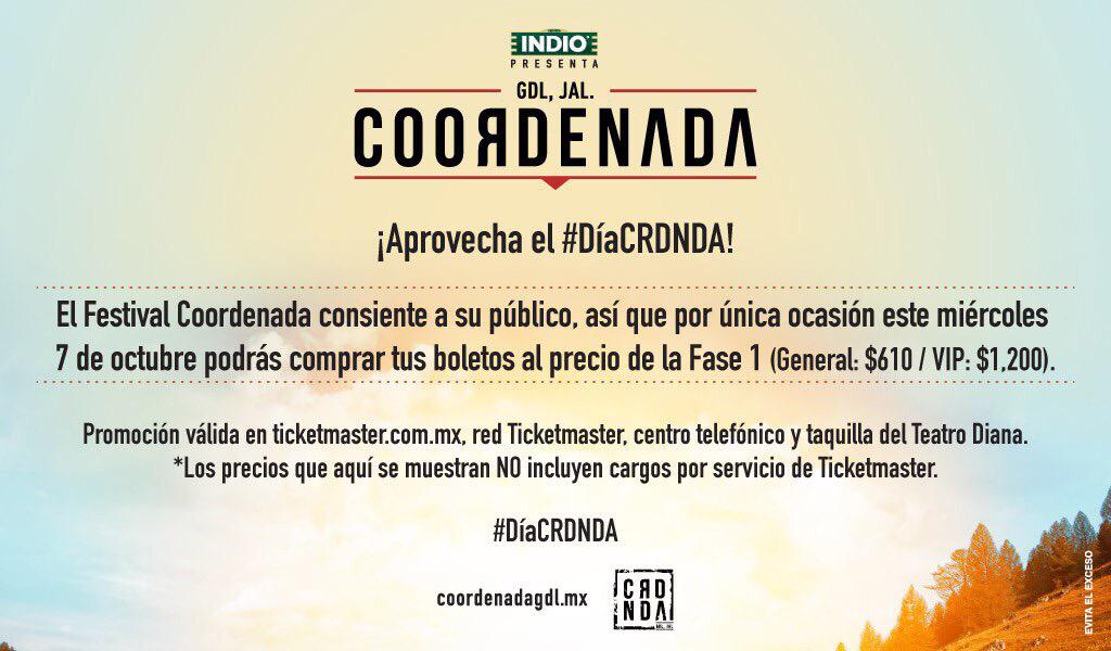 karinamich's tweet photo. Participen por boletos del @CoordenadaGDL en @itinerantermx #212RMX -Hoy es el #DíaCRDNDA boletos a costo de Fase 1 http://t.co/NdCmaNzSvy