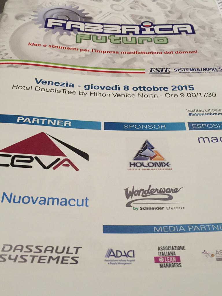 ChiaraLupi1's tweet image. #Fabbricafuturo Venezia #smartmanufacturing #manufacturing4.0 @cevalogistics @HolonixSRL @Nuovamacut @Wonderware