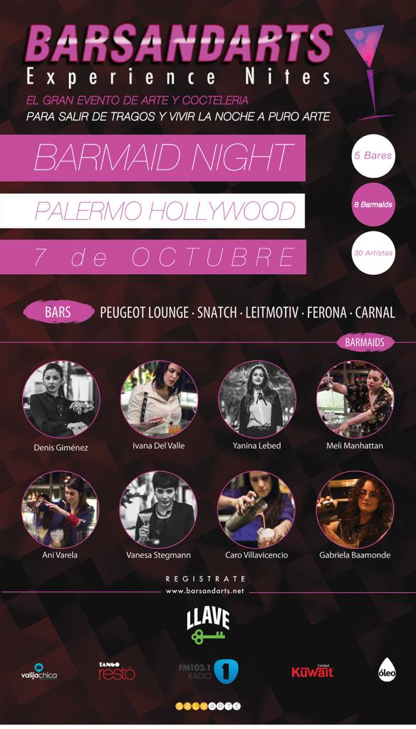 Leitmotiv_ba's tweet photo. Hoy @barsandarts #barmaid night. Te esperamos desde las 20hs para disfrutar de una noche llena de arte &amp; coctelería http://t.co/wYLkiRPKzF