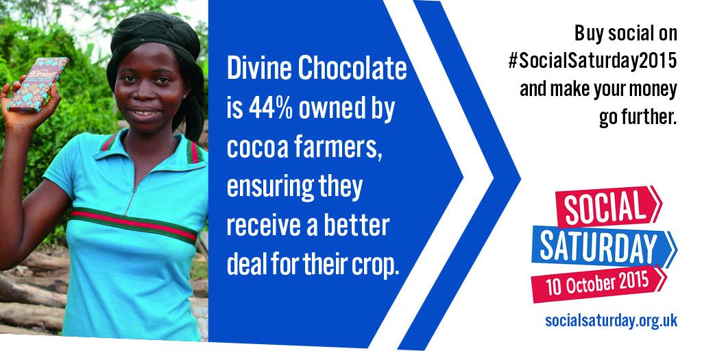 cabinetofficeuk's tweet photo. This Saturday is #SocialSaturday2015 Join the #BuySocial revolution!  http://t.co/JwOrnAoRJk @divinechocolate http://t.co/BSuw1Ziw68