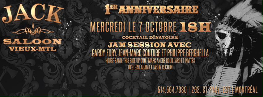 Ce soir! C'est notre 1er anniversaire! Tu viens fêter avec nous? #jacksaloonvieuxmontreal #vieuxmontreal