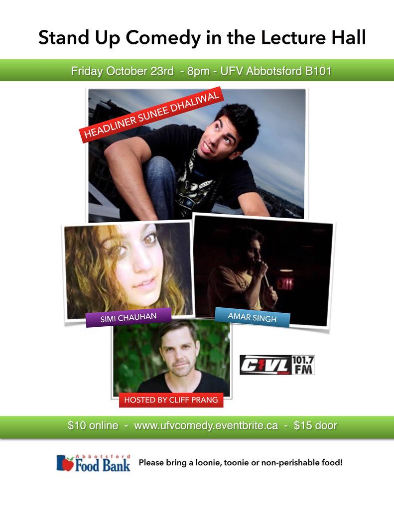 iamsimic's tweet photo. I know this is early but come check out an amazing night of #comedy with me&these funny guys! #Vancouver #Abby #ucfv http://t.co/HuKmfvH5Su