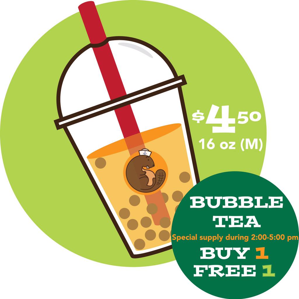 BeaverSailor's tweet photo. We have bubble tea now! Buy one &amp; get one for free ! More flavours are coming. http://t.co/7q5lBDEUgT