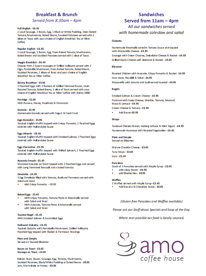 Amo Coffee House on Twitter "Check out our Menu! Everything is made