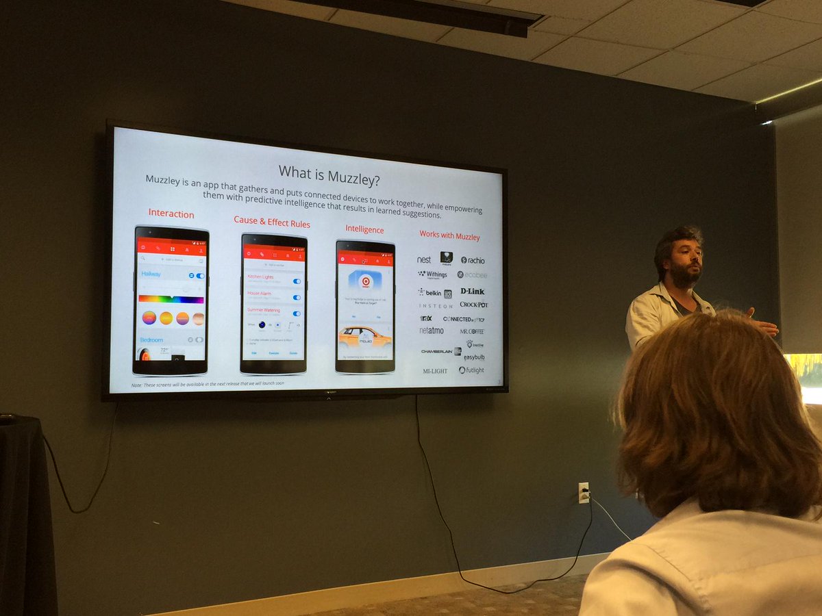 muzzleypower's tweet photo. @edup_pt talks about #IoT at #pioneersummit and how #Muzzley intends to change the industry with #machinelearning! http://t.co/s5E7JMsL1D