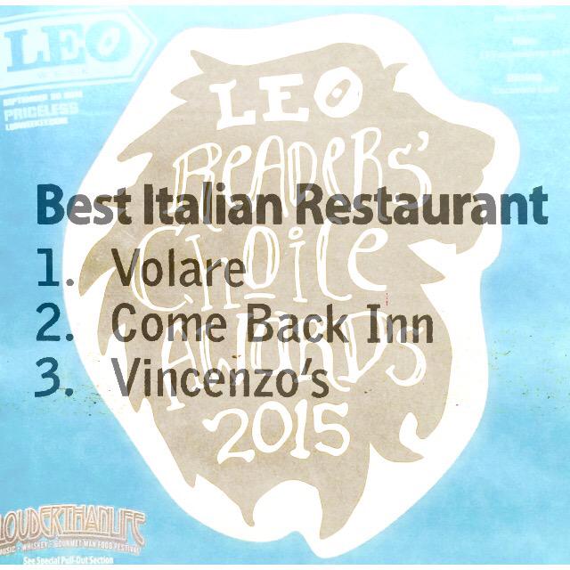 back_inn's tweet image. LEO Readers Choice Awards
#Pasta#Louisville Originals #Italian
